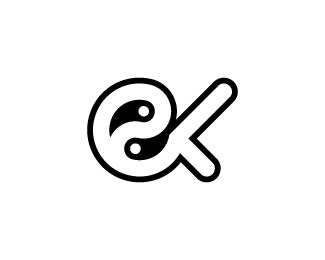 Letter Ke Ek Yin Yang Logo