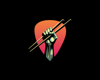hand or fist holding a chopstick logo